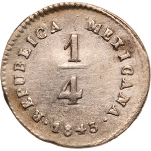 Mexico 1/4 Real 1843 Mo LR Silver