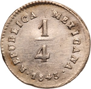 Mexico 1/4 Real 1843 Mo LR Silver