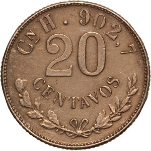 Mexico 20 Centavos 1904 CN H Cleaned Silver