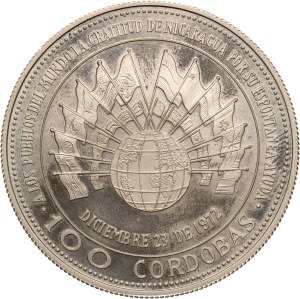 Nicaragua 100 Cordobas 1975 Silver