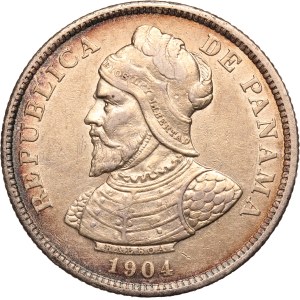 Panama 25 Centesimos 1904 Silver