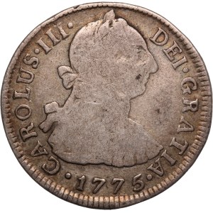 Peru 2 Reales 1775 MJ Silver