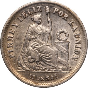 Peru 1/5 Sol 1874 YJ Silver