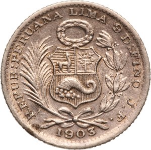 Peru 1 Dinero 1903 JF Silver