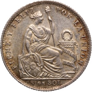 Peru 1/5 Sol 1903 JF Silver