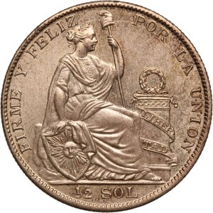 Peru 1/2 Sol 1929 Prooflike Silver
