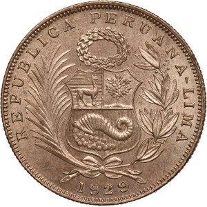 Peru 1/2 Sol 1929 Prooflike Silver