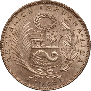 Peru 1/2 Sol 1929 Prooflike Silver