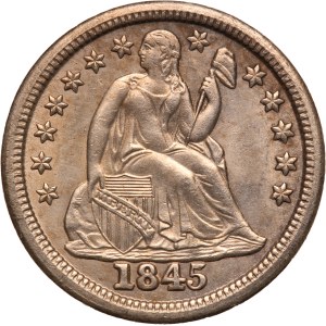 United States Dime 1845 Overdate Silver
