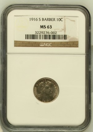 United States 10 Cents 1916 S/S Mint Error Silver