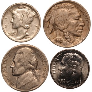 United States Lot of 4 Coins Mint Error