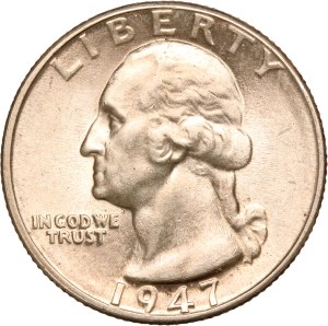 United States 25 Cents 1947 D/D Mint Error Silver