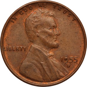 United States 1 Cent 1955 D/D Mint Error