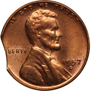 United States 1 Cent 1957 D Mint Error