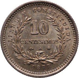 Uruguay 10 Centesimos 1877 A Silver