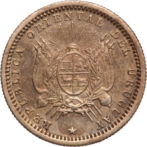 Uruguay 10 Centesimos 1877 A Silver