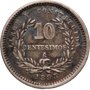 Uruguay 10 Centesimos 1893 So Silver