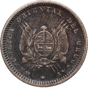 Uruguay 10 Centesimos 1893 So Silver