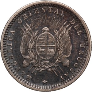 Uruguay 10 Centesimos 1893 So Silver