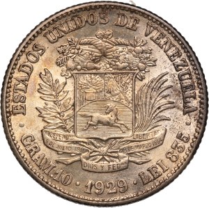 Venezuela 2 Bolivares 1929 Silver