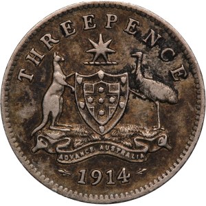 Australia 3 Pence 1914 Silver