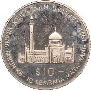 Brunei 10 Dollars 1977 Silver