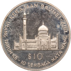 Brunei 10 Dollars 1977 Silver