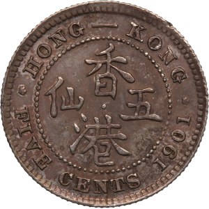 Hong Kong 5 Cents 1901 Silver