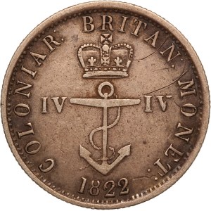 India, British 1/4 Dollar 1822 British West Indies Silver