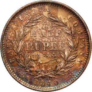 India, British 1/2 Rupee 1840 Silver