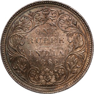 India, British 1 Rupee 1862 B Rare Silver