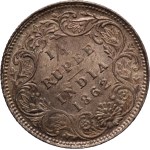 India, British 1/4 Rupee 1862 Mint error Silver