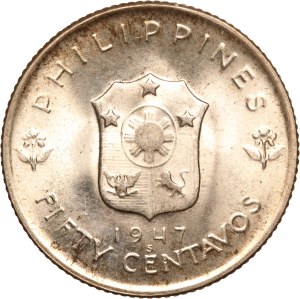Philippines 50 Centavos 1947 S Silver