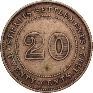 Straits Settlements 20 Cents 1882 H Silver