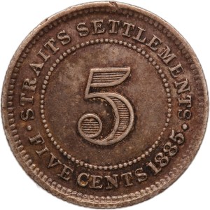 Straits Settlements 5 Cents 1885 Silver