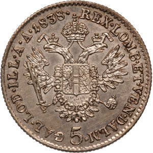 Austria 5 Kreuzer 1838 A Silver