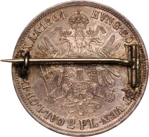 Austria 2 Florin 1864 A Silver