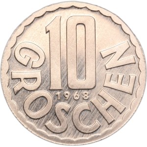 Austria 10 Groschen 1968 Rare