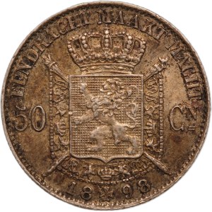 Belgium 50 Centimes 1898 Overdate Silver