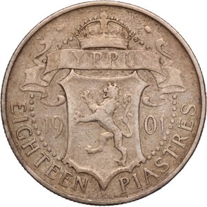 Cyprus 18 Piastres 1901 Silver