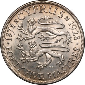 Cyprus 45 Piastres 1928 Silver