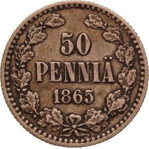 Finland 50 Pennia 1865 S Silver