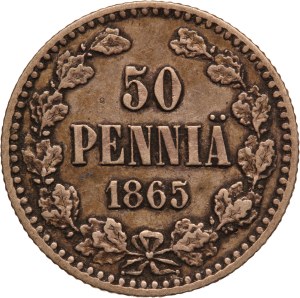 Finland 50 Pennia 1865 S Silver