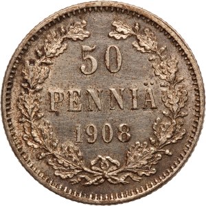 Finland 50 Pennia 1908 L Silver