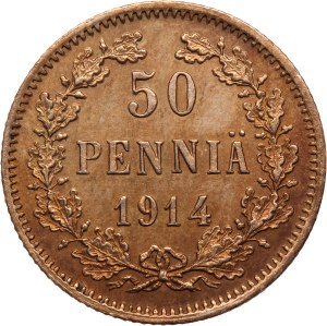 Finland 50 Pennia 1914 S Silver