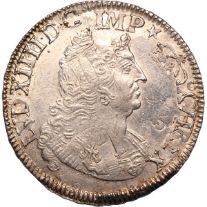 France 1/2 Ecu 1693 Overstrike Silver