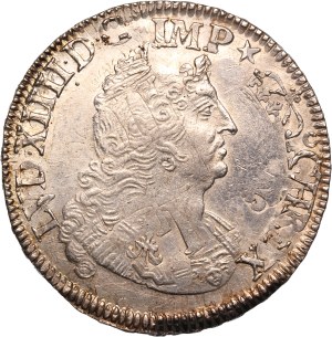 France 1/2 Ecu 1693 Overstrike Silver