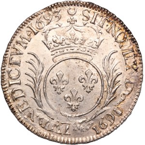 France 1/2 Ecu 1693 Overstrike Silver