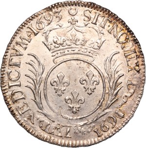 France 1/2 Ecu 1693 Overstrike Silver