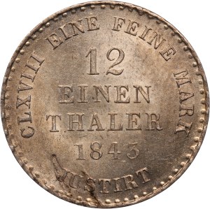 German States Hannover 1/12 Thaler 1843 S Silver